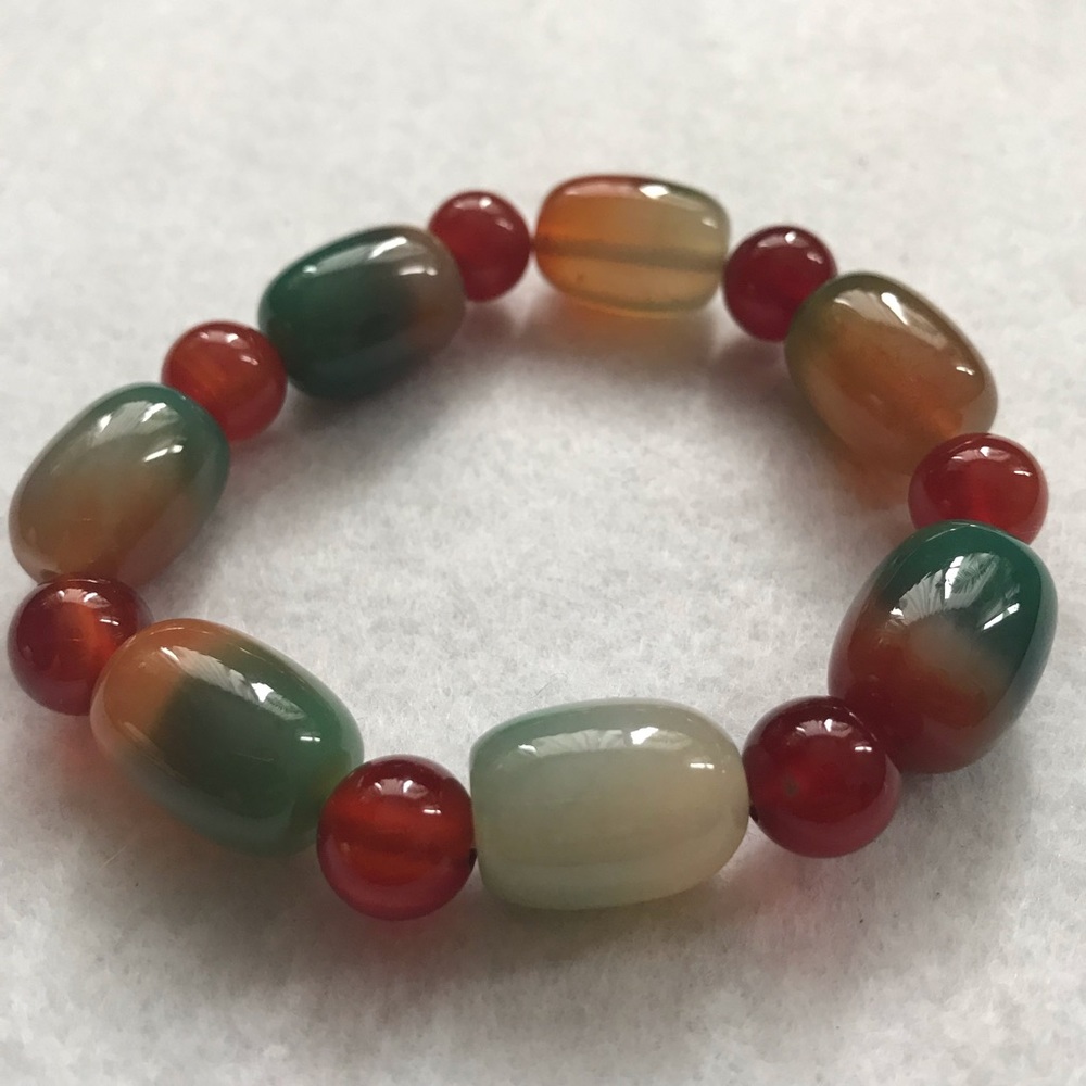Multi color dyed jade bracelet